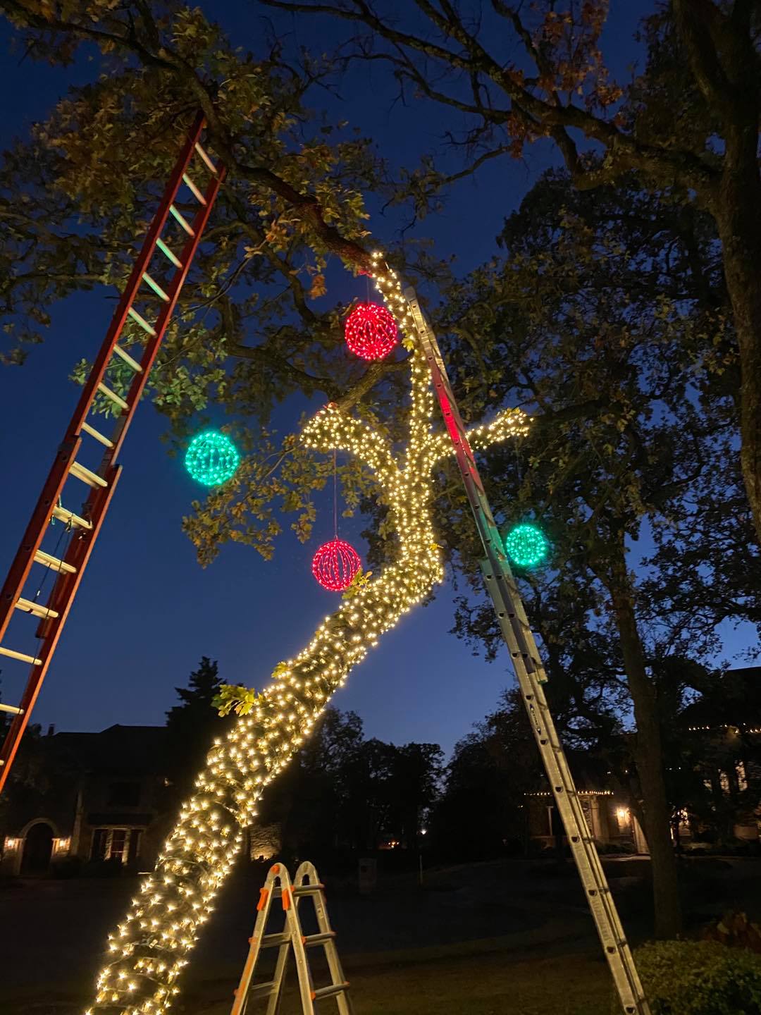 Residential Christmas lighting installation, photo 86 of 114
